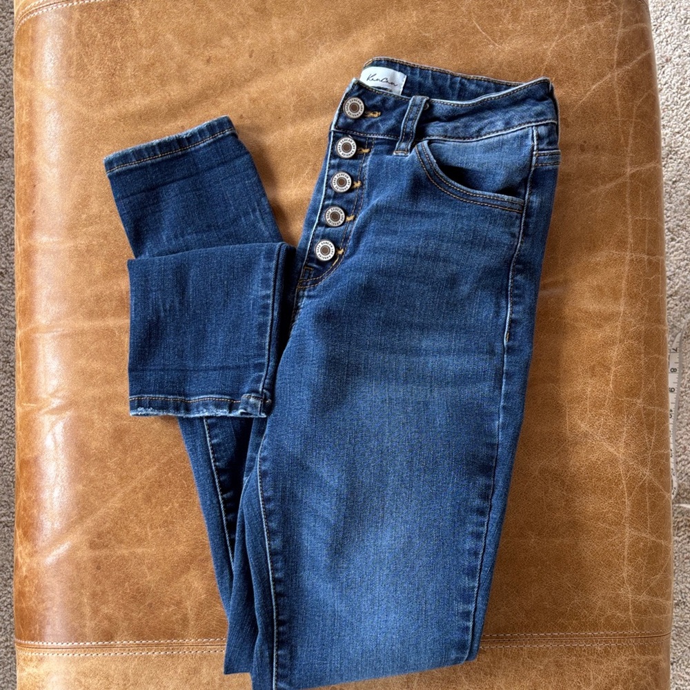 KanCan High-Rise Button-Fly Women's Jeans - Dark Blue